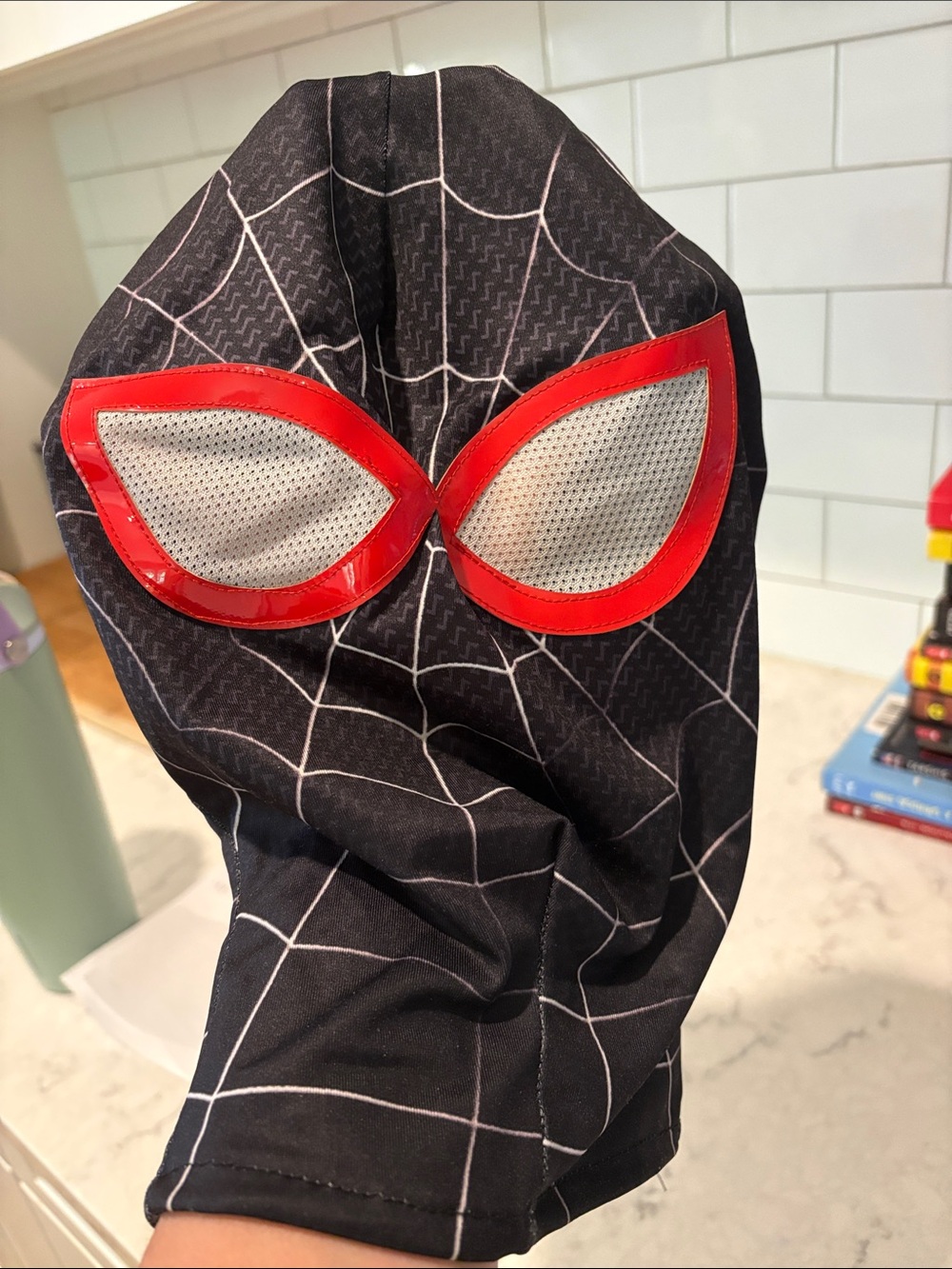 Kids Black Spider Web Mask - Picture 3 of 3